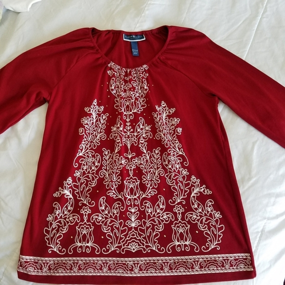 Karen Scott Embroidered sequined Top